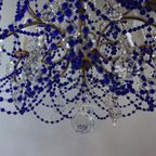 Vintage Kobalt Blauwe Murano - Glas En Kristal - Kroonluchter Met Kralen thumbnail 19