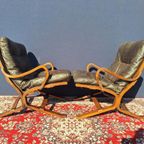 Vintage Design Fauteuils, Leer, Beuken,, Ingmar Relling thumbnail 8