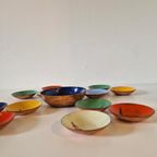 Fifties Vintage Emaille Pindastel Schaaltjes Set Tapas Pinda thumbnail 2