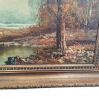 Bos Landschap Op Doek Van Peters, Jaren 70/80 thumbnail 5