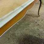 Vintage Beige Marmeren Salontafel Met Messing Poten thumbnail 9