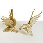 Set Franse Verguld Metalen Gouden Kemphanen Midcentury thumbnail 3