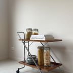 Vintage Mid Century Trolley / Serveerwagen Van Hout En Chroom thumbnail 4