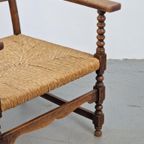Vintage Bobbin Stoel Eik Hout Biezen ’30 Japandi Authentiek thumbnail 6