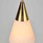 Set 2 Vintage Hanglamp Melkglas Messing Regency ‘70 Strak thumbnail 3