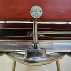 Vintage Verstelbare Kappersstoel / Barbier Stoel (Rood Skai, Nepleer) 60S  / Buizenframe Bauhaus J thumbnail 16