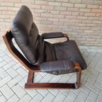 Vintage Fauteuil Slede Stoel Jaren 70 Leren Fauteuil Stoel thumbnail 7