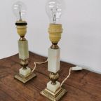 Vintage Tafellamp Nachtlampjes Messing En Marmer Lampen thumbnail 3