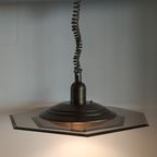 Vintage Verstelbare Octagon Massive Glazen Plafondlamp (geborsteld Messing) thumbnail 5