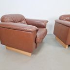 Vintage Set Of 2 De Sede Ds 101 Fauteuil Dik Bruin Leer ’70 thumbnail 6