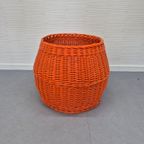Xxl Oranje Rotan Mand. Vintage Ronde Rieten Opbergmand Etc. thumbnail 8