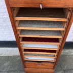 Eiken Rolluik Archiefkast Met Originele Schuifbakken, 113 Cm Hoog thumbnail 10