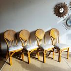 4 Rotan Bamboe Stoelen Vintage Italiaans Design thumbnail 10