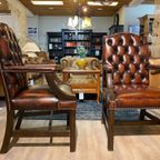 4 X Engelse Chesterfield Fauteuils / Stoelen Als Nieuw Dark Rust Gainsborough thumbnail 5