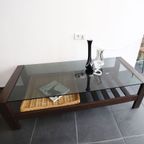 Vintage Wengé Hout En Rookglas Salontafel Pastoe, Nederland Jaren '60 thumbnail 4