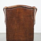 Comfortabele, Charmante Schapenleren Oorfauteuil Met Mooie Kleuren En Een Prachtig Patina thumbnail 5