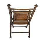 Officer’S Chair - Wooden Frame, Wicker Seat And Leather Arm Straps - Military Campaign Style thumbnail 4