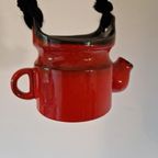 Vintage Hangpot Rode Keramieke Bloempot thumbnail 3