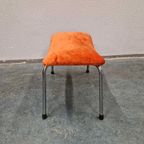 Vintage Voetenbank Oranje Voetenbankje Krukje Jaren 60 thumbnail 6