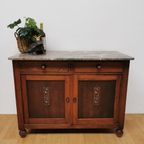 Vintage Frans Dressoir Commode, Ladekast Badkamermeubel Met Marmer Blad 212 thumbnail 2