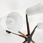 Vintage - Denemarken - 6 Armige Plafonlamp - Teak - Metaal - Opaal Glas - 60'S thumbnail 4