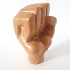 Reliving Vintage Houten Beeld Vuist Hand Beeldje Houtsnijwerk thumbnail 2