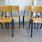 Prachtige Set Van 6 Vintage Retro School Stoelen thumbnail 3