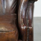 Royale, Zeer Comfortabele En Tijdloze Schapenleren Fauteuil In Een Prachtige Donkere Warme Kleur thumbnail 7