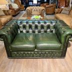 Gave En Stoere Engelse Chesterfield 2-Zits Bank Groen thumbnail 6