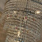 Xxl Vintage Opaline Teardrop Kroonluchter Pegels Kristal Hanglamp thumbnail 2