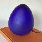 Vintage Kobalt Blauwe Egg Lamp Eivormig Murano Glas Mushroom thumbnail 3