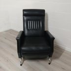 Vintage Lounge Chair Fauteuil Zwarte Skai thumbnail 3