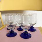 5X Wijnglas / Glazen Vintage Donkerblauw thumbnail 2