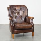 Royale, Zeer Comfortabele En Tijdloze Schapenleren Fauteuil In Een Prachtige Donkere Warme Kleur thumbnail 8
