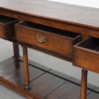 Prachtige Antieke Engelse Double Based Side Table/ Dressoir Van Eikenhout thumbnail 7