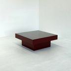 Mid Century Rode Italiaanse Salontafel Met Glazen Blad thumbnail 9