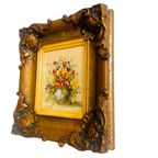 Vintage Handgeschilderd Mini Schilderijtje Olieverf Bloemen Barok thumbnail 4