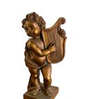Vintage Gipsen Verguld Engel / Cherubijn (65 Cm Hoog!) thumbnail 4