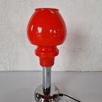 Italiaanse Design Tafel Lamp Chroom En Glas Rood Vintage. thumbnail 7