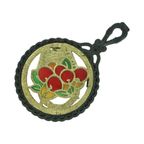 Vintage Onderzetter Gietijzer Messing Gekleurd Glas Kersen thumbnail 8