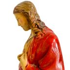 Vintage Jezus Beeld Xl Heilig Hart Rood thumbnail 5