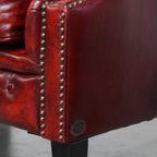 Unieke Set Van 4 Mooie Engelse Rundleren Chesterfield Clubfauteuils In Een Gevlamde Rode Kleur thumbnail 16