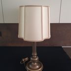 Vintage - Tafellamp - Kastlamp - Messing - Stoffen Kap - Herda thumbnail 8