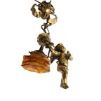 Bronzen Engel Lamp Met Glazen Boem Kapje, Frankrijk Jaren '50 thumbnail 3