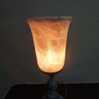 Tafellamp Bureaulamp Albast Gemarmerde Kap En Brass Voet Pegama thumbnail 5