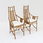 Vintage Rotan Fauteuils Met Bouclé Kussens Jaren 70 thumbnail 5