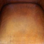 Hele Mooie Clubfauteuil Van Schapenleer Met Een Mooie Warme En Luxe Cognac Kleur thumbnail 7