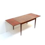 Unieke Vintage Brutalist Uitschuifbare Eettafel Met Koperen Blad thumbnail 2