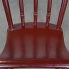 Vintage Hollandse Boeren Eetkamer/bijzetstoel Gemaakt Van Bordeaux Rood Gekleurd Hout thumbnail 9