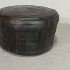 Vintage Leren Peof Ottoman, Zwart thumbnail 2